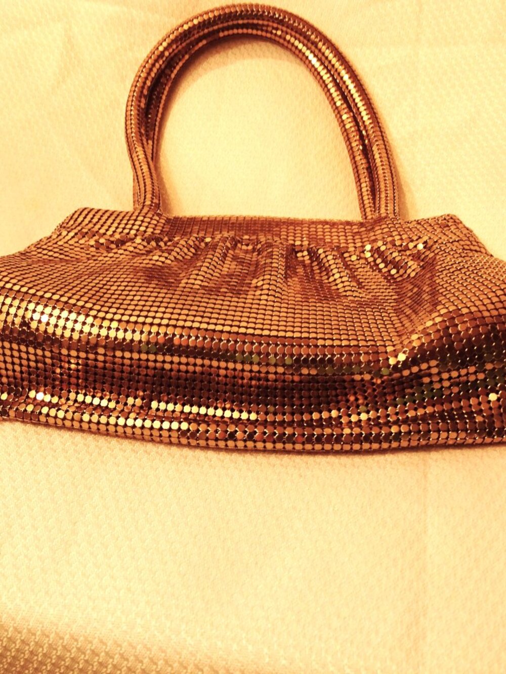 Whiting and Davis Gold Mesh Handbag 9" x 6" Vintage - Picture 9 of 11